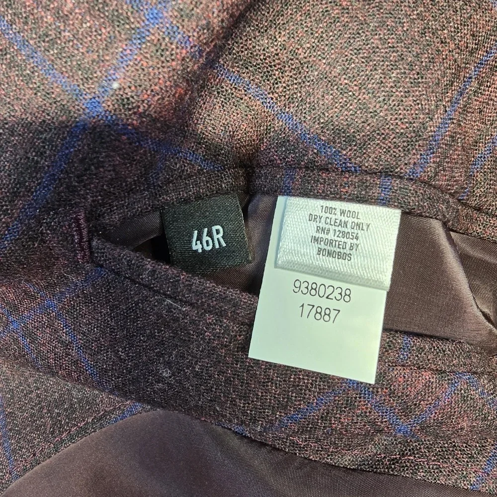 Bonobos Zignone Italy Wool  Plaid Blazer Jacket Men 46r
